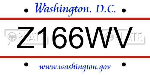 Z166WV District Of Columbia License Plate