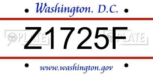 Z1725F District Of Columbia License Plate