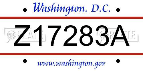 Z17283A District Of Columbia License Plate
