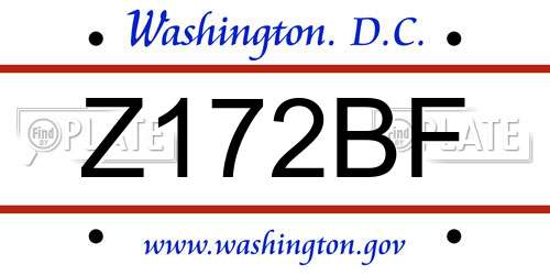 Z172BF District Of Columbia License Plate