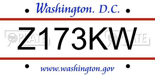 Z173KW District Of Columbia License Plate