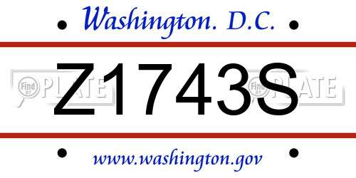 Z1743S District Of Columbia License Plate