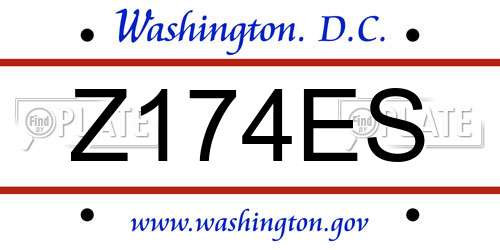 Z174ES District Of Columbia License Plate
