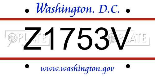 Z1753V District Of Columbia License Plate