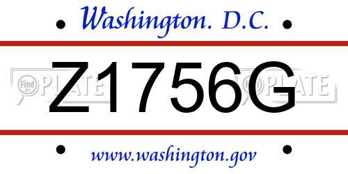 Z1756G District Of Columbia License Plate