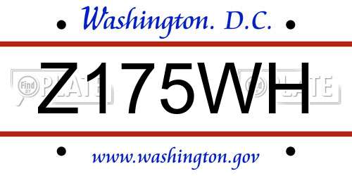 Z175WH District Of Columbia License Plate
