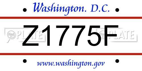Z1775F District Of Columbia License Plate