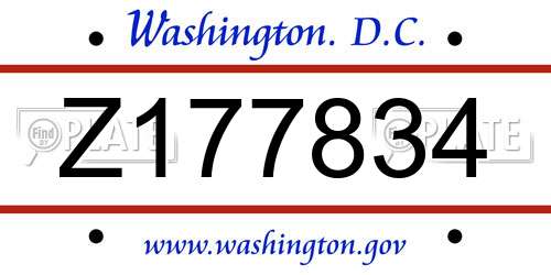 Z177834 District Of Columbia License Plate