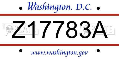 Z17783A District Of Columbia License Plate
