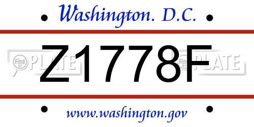 Z1778F District Of Columbia License Plate