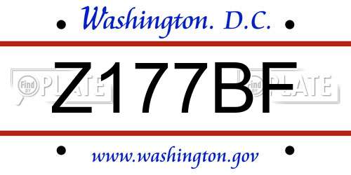 Z177BF District Of Columbia License Plate
