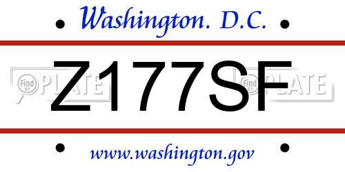 Z177SF District Of Columbia License Plate