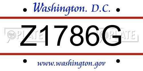 Z1786G District Of Columbia License Plate