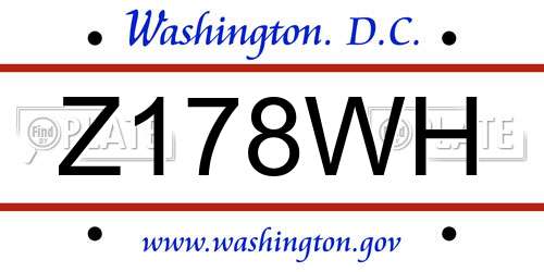 Z178WH District Of Columbia License Plate