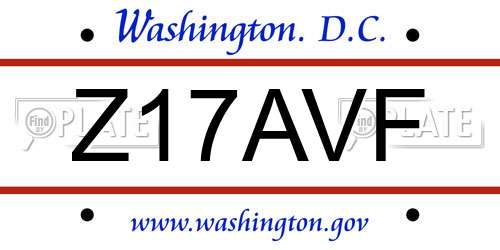 Z17AVF District Of Columbia License Plate