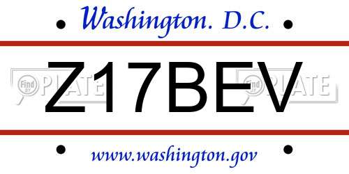 Z17BEV District Of Columbia License Plate