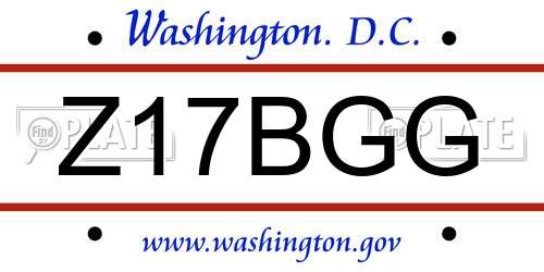 Z17BGG District Of Columbia License Plate