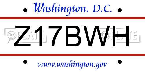 Z17BWH District Of Columbia License Plate