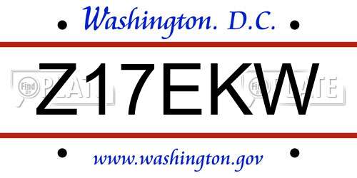 Z17EKW District Of Columbia License Plate
