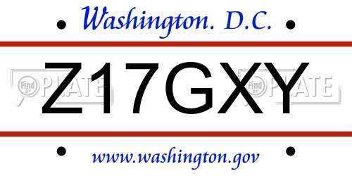 Z17GXY District Of Columbia License Plate