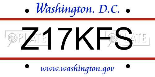 Z17KFS District Of Columbia License Plate