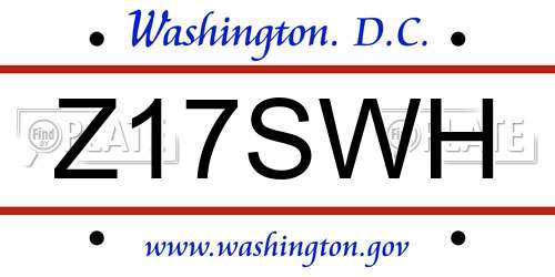 Z17SWH District Of Columbia License Plate