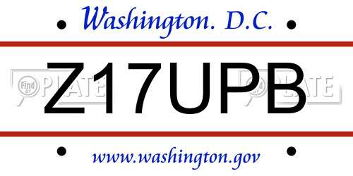 Z17UPB District Of Columbia License Plate