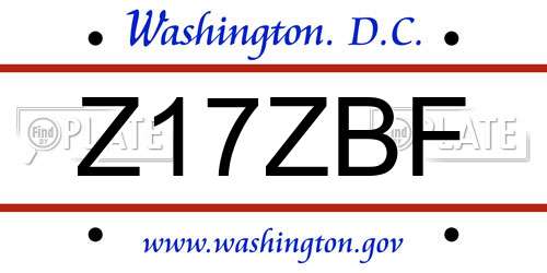 Z17ZBF District Of Columbia License Plate