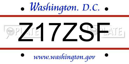 Z17ZSF District Of Columbia License Plate