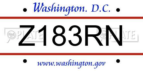 Z183RN District Of Columbia License Plate