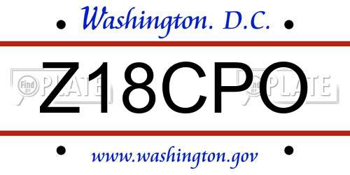 Z18CPO District Of Columbia License Plate