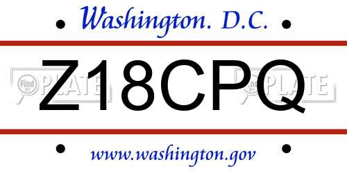 Z18CPQ District Of Columbia License Plate