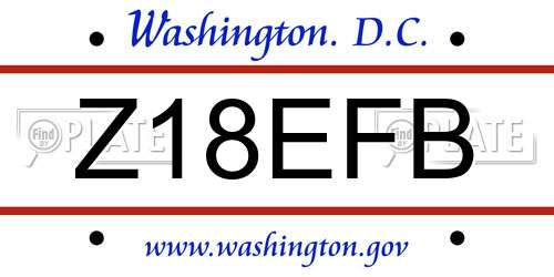 Z18EFB District Of Columbia License Plate