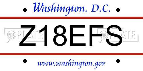 Z18EFS District Of Columbia License Plate