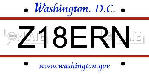 Z18ERN District Of Columbia License Plate