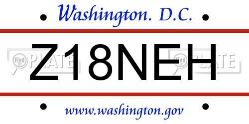 Z18NEH District Of Columbia License Plate