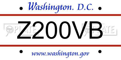 Z200VB District Of Columbia License Plate