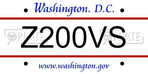 Z200VS District Of Columbia License Plate