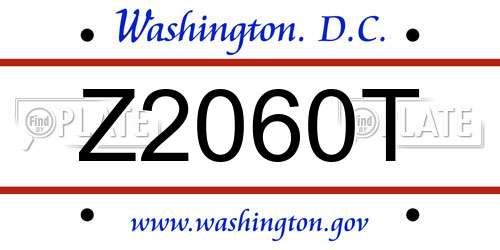 Z2060T District Of Columbia License Plate
