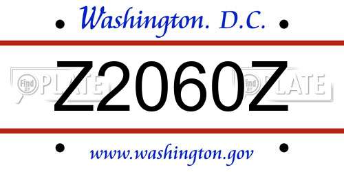 Z2060Z District Of Columbia License Plate