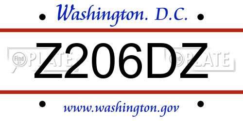 Z206DZ District Of Columbia License Plate