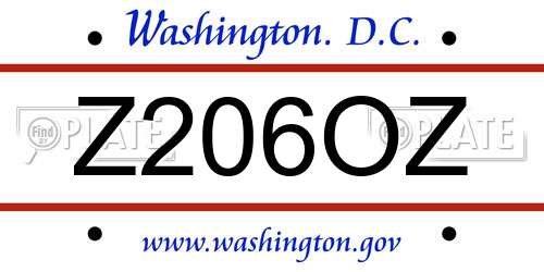 Z206OZ District Of Columbia License Plate