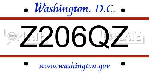 Z206QZ District Of Columbia License Plate