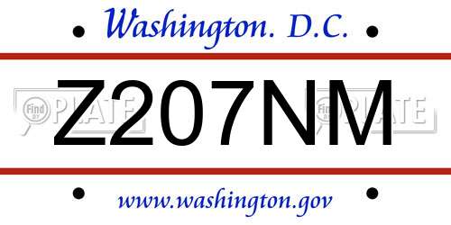 Z207NM District Of Columbia License Plate