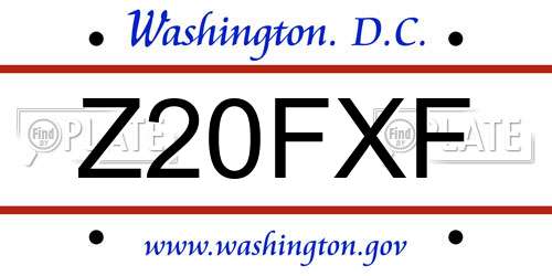 Z20FXF District Of Columbia License Plate