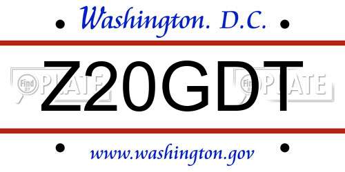 Z20GDT District Of Columbia License Plate