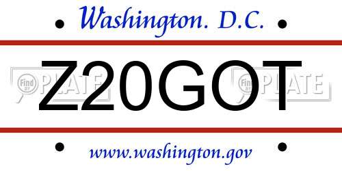 Z20GOT District Of Columbia License Plate