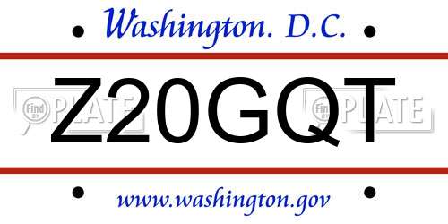 Z20GQT District Of Columbia License Plate