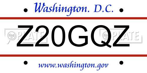 Z20GQZ District Of Columbia License Plate