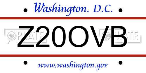 Z20OVB District Of Columbia License Plate